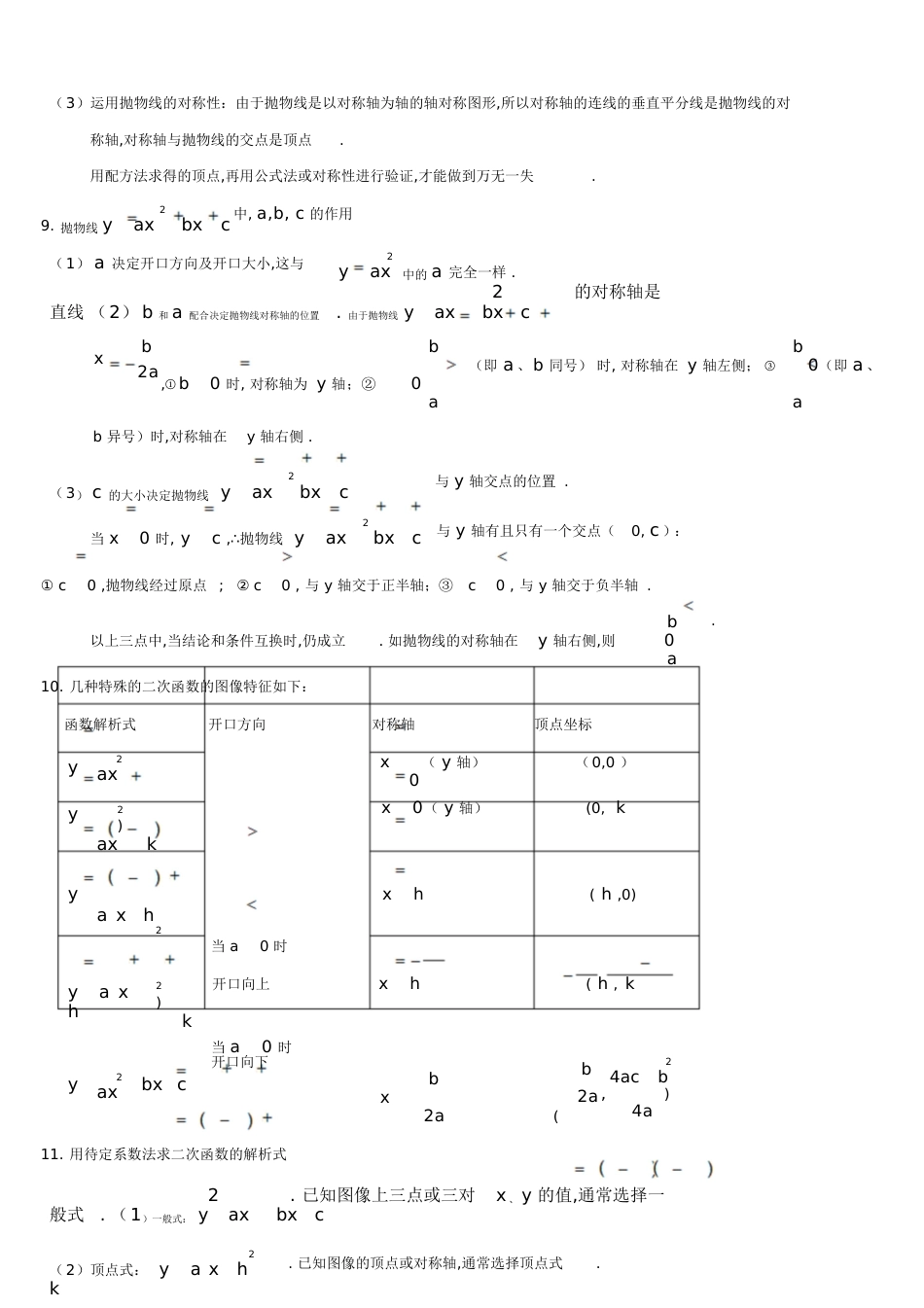 史上最全初三数学二次函数知识点归纳总结[共26页]_第3页