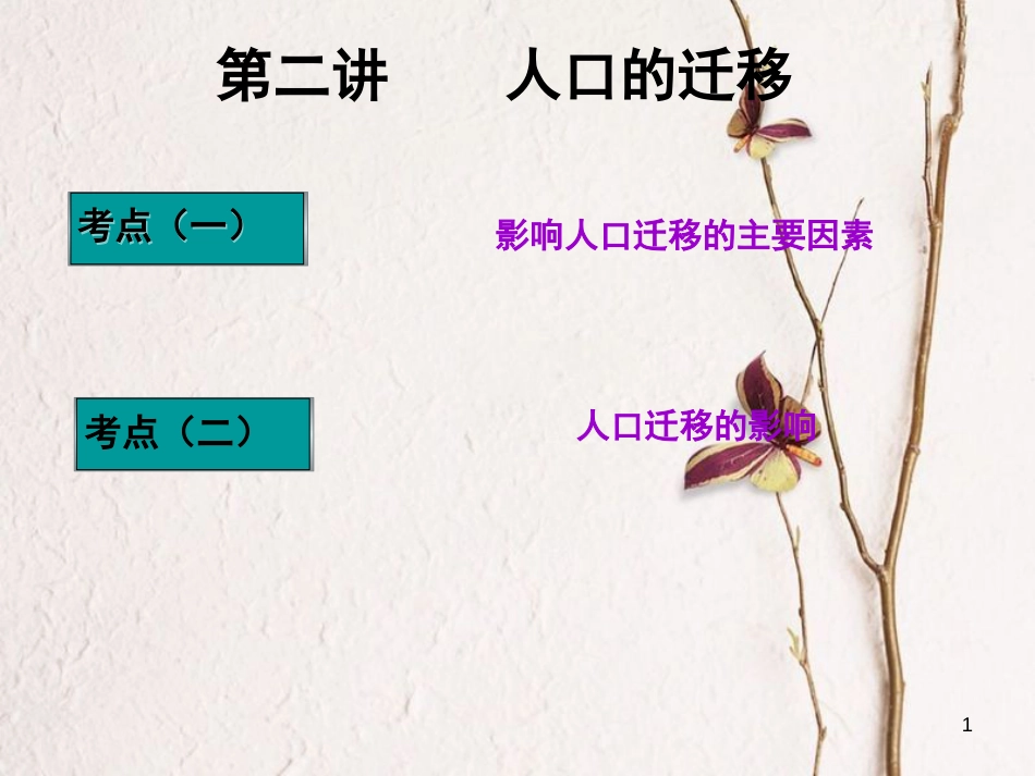 高三地理复习 第二部分 第一章 人口与地理环境 第二讲 人口的迁移课件[共44页]_第1页