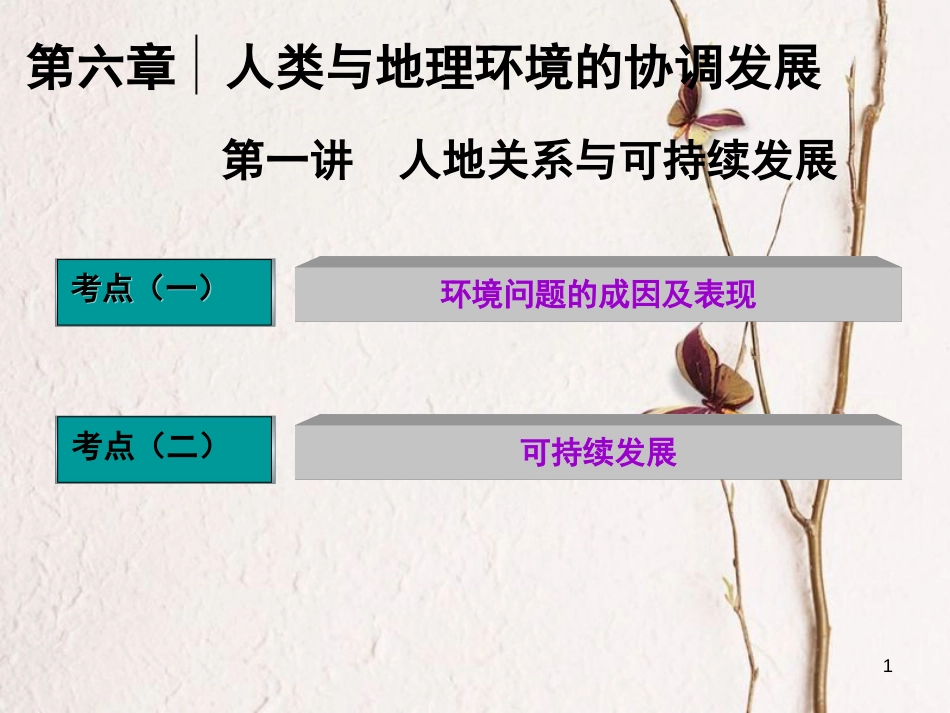 高三地理复习 第二部分 第六章 人类与地理环境的协调发展 第一讲 人地关系与可持续发展课件[共44页]_第1页