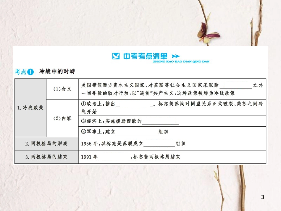 中考历史总复习 模块六 世界现代史 第四单元 战后世界格局的演变讲解课件[共10页]_第3页