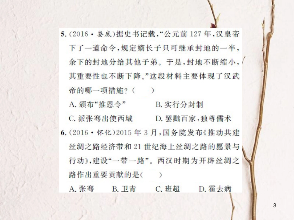 中考历史 基础知识夯实 模块一 中国古代史 第二单元 统一国家的建立、 政权分立与民族融合课后提升课件 岳麓版[共14页]_第3页