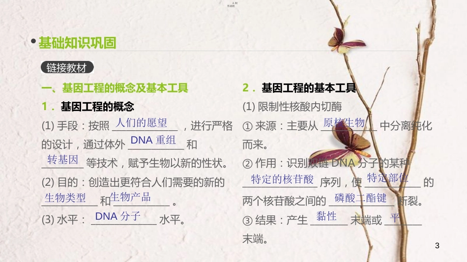 (全国)高考生物一轮复习(基础知识巩固+考点互动探究+考例考法直击+教师备用习题)第12单元 现代生物科技专题 第36讲 基因工程课件_第3页