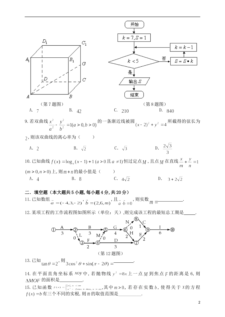 江苏省镇江市2019-2020年度高三对口单招文化统考调研测试卷数学_第2页