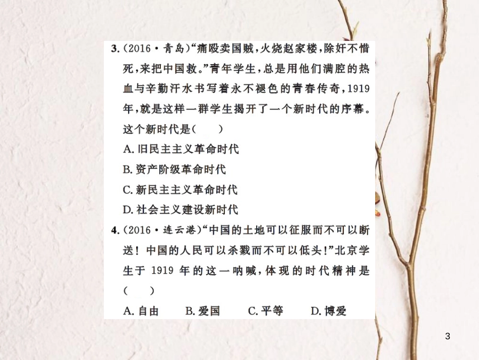 中考历史总复习 模块二 中国近代史 第三单元 新民主主义革命的兴起课时提升课件[共12页]_第3页