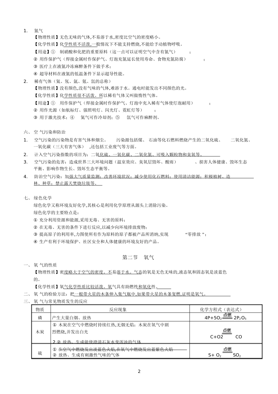 初三化学知识点与复习题第二单元__我们周围的空气[共19页]_第2页