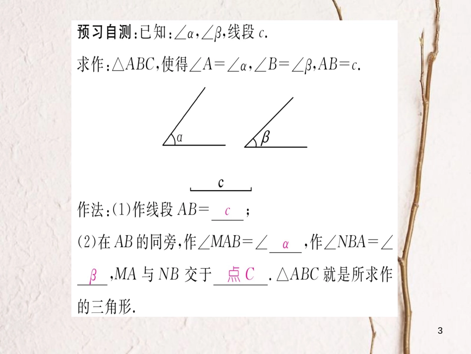 八年级数学上册 2.6 已知两边及其夹角或两角及其夹边作三角形（第2课时）课件 （新版）湘教版[共20页]_第3页