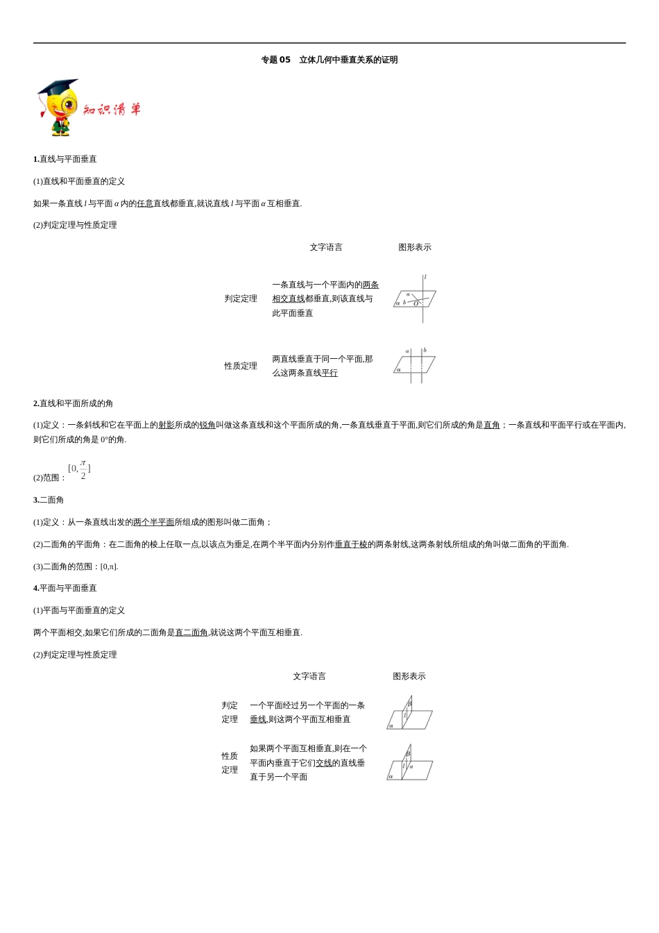 专题05 立体几何中垂直关系的证明-新教材2019-2020学年下学期高一数学期末挑重点(人教A版必修第二册)_第1页