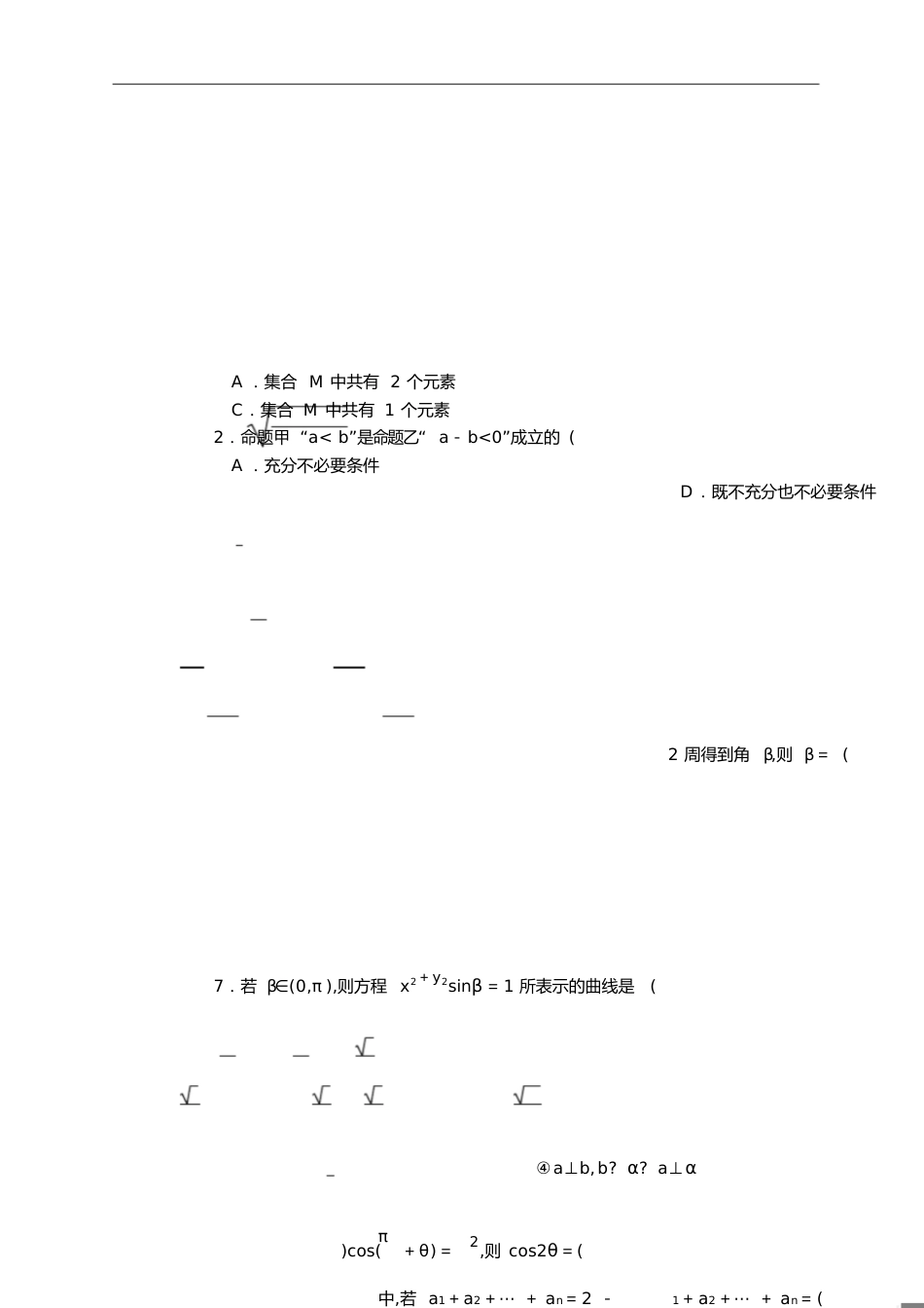 浙江2015单考单招数学试卷[共14页]_第1页