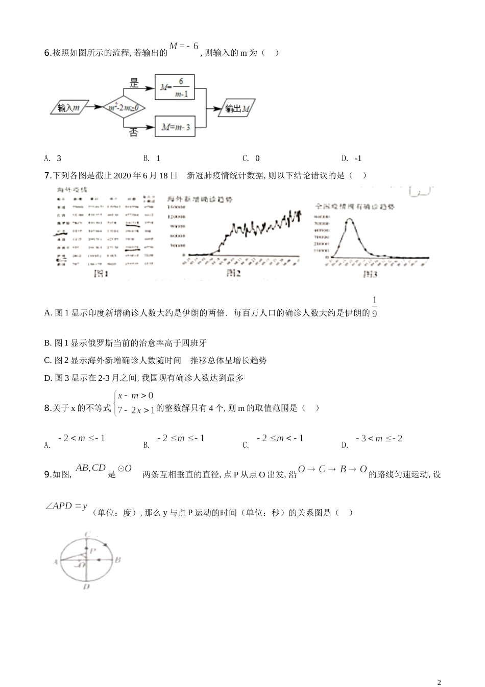 精品解析：四川省广元市2020年中考数学真题（原卷版）_第2页