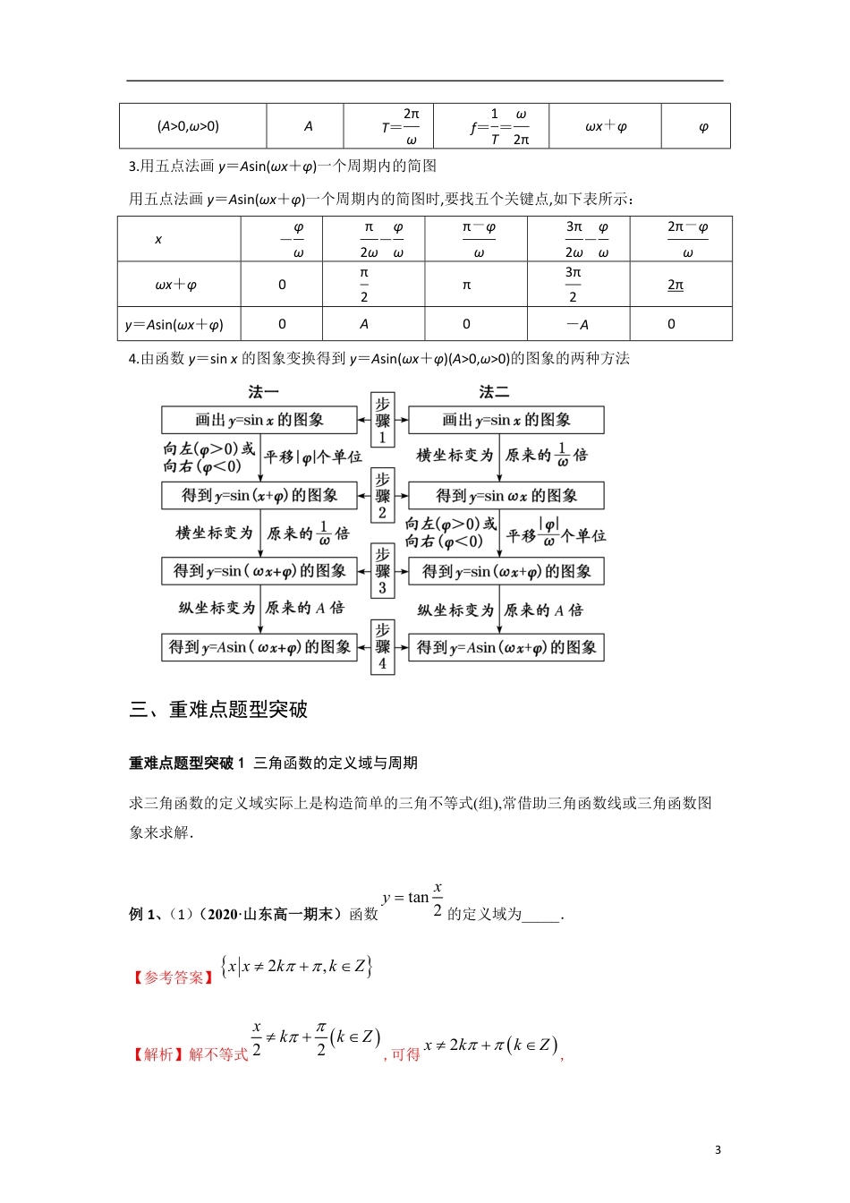 专题12 三角函数的图像与性质（正弦函数、余弦函数和正切函数）（课时训练）解析版_第3页