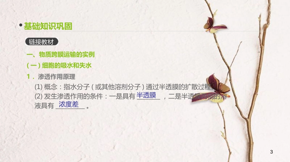 （全国）高考生物一轮复习（基础知识巩固+考点互动探究+考例考法直击+教师备用习题）第2单元 细胞的结构与物质的运输 第7讲 细胞的物质输入和输出课件_第3页