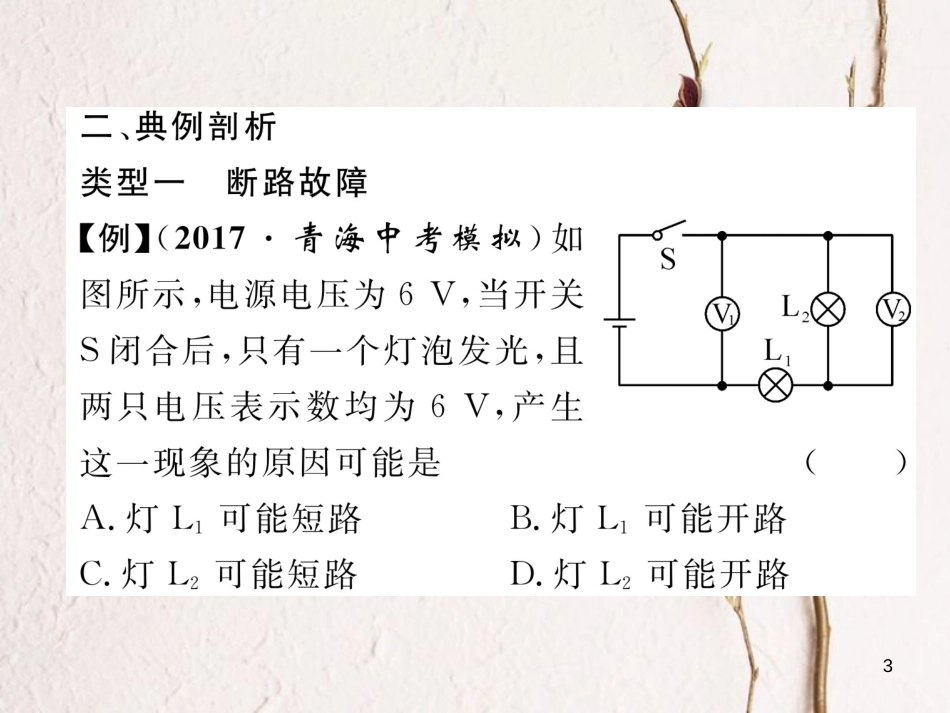 （云南专用）九年级物理全册 专题四 电路故障分析作业课件 （新版）沪科版[共22页]_第3页