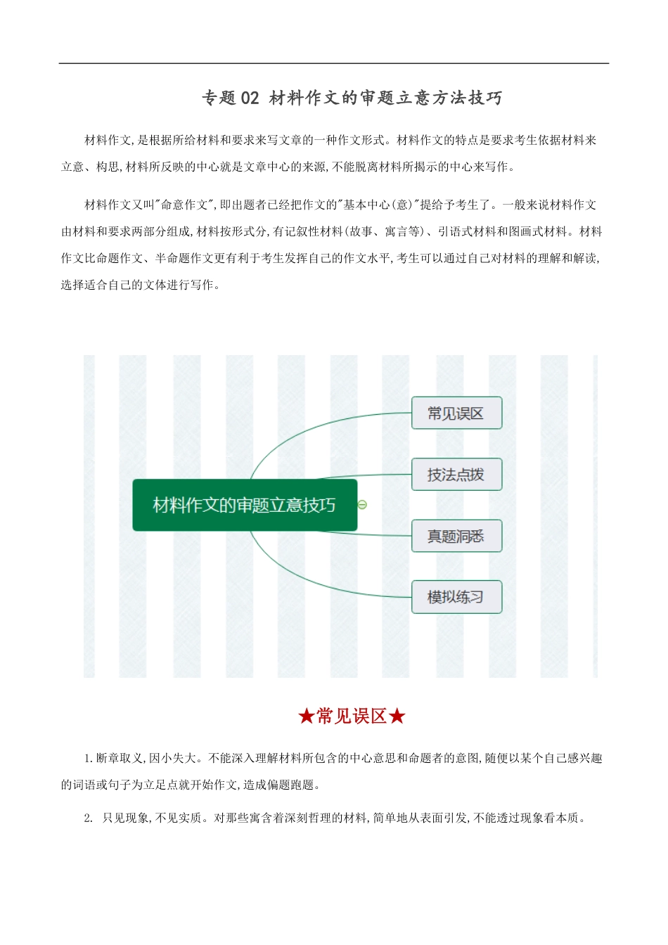 专题02 材料作文的审题立意技巧-2020年高考语文之作文必备写作技巧_第1页