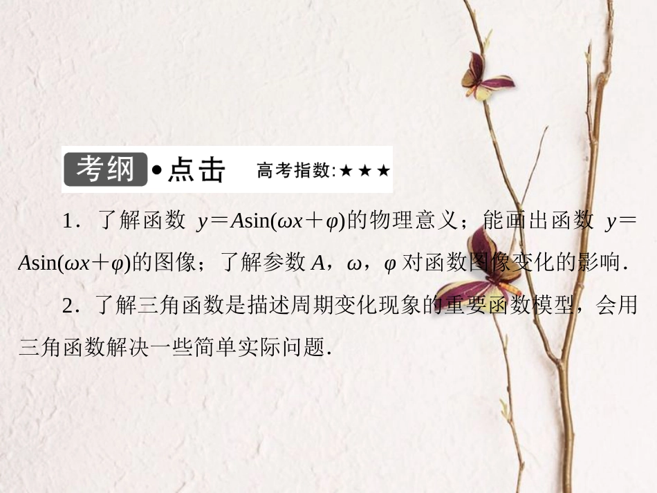高考数学大一轮复习 第三章 三角函数、解三角形 第6课时 函数y＝Asin(ωx＋φ)的图像及三角函数模型的简单应用课件 文 北师大版_第3页