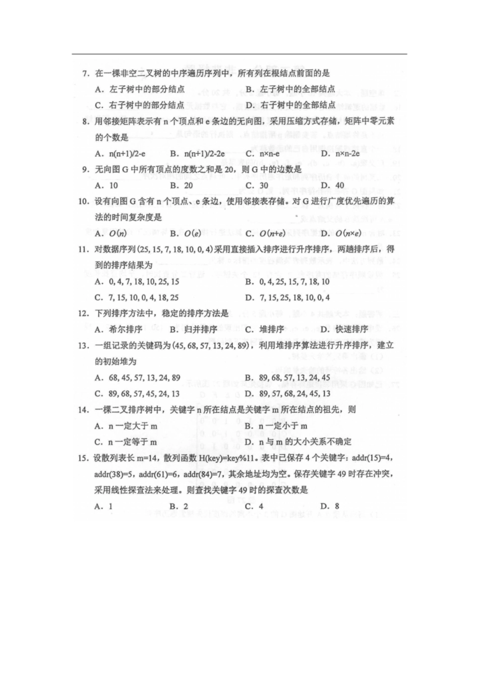 自考数据结构试题及答案[共14页]_第2页