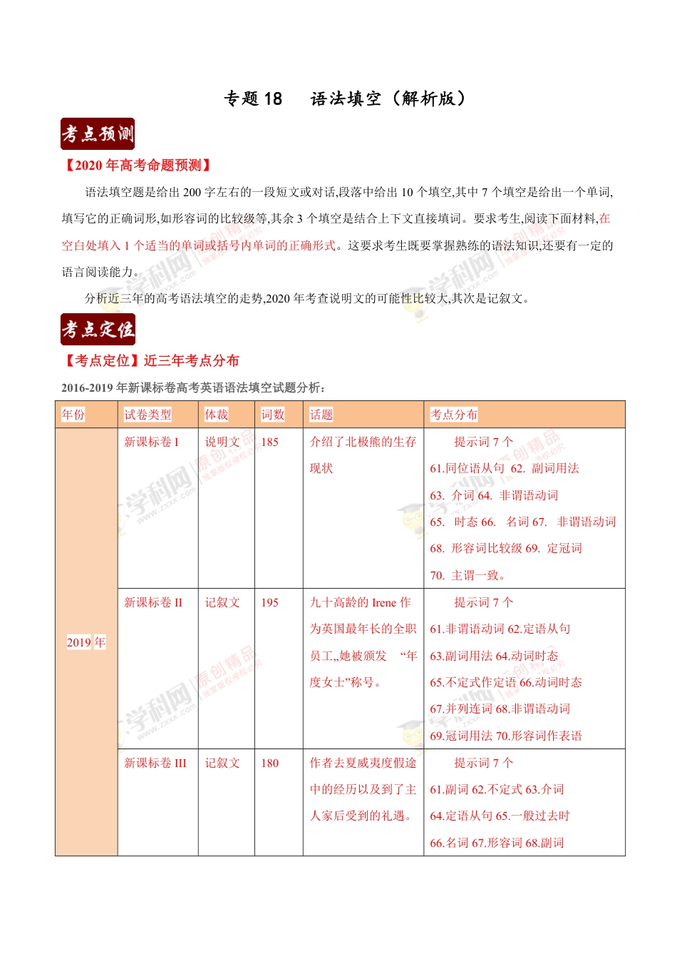 专题18 语法填空（解析版）_第1页