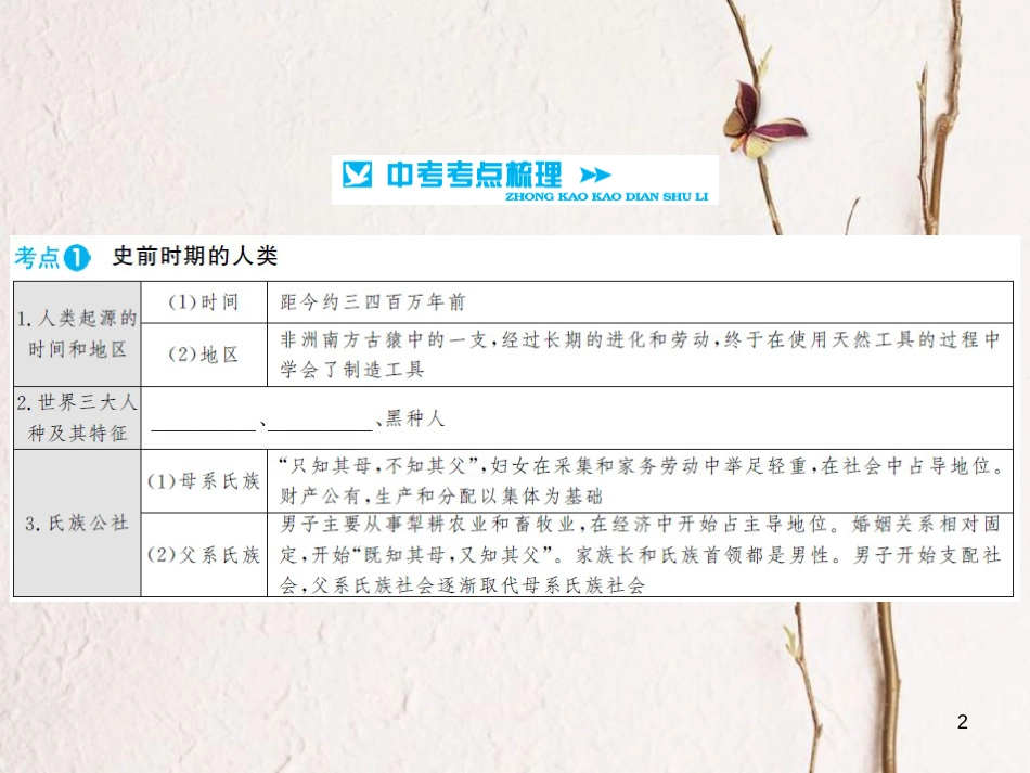中考历史 基础知识夯实 模块四 世界古代史 第一主题 史前时期的人类与上古人类文明讲义课件 岳麓版[共9页]_第2页