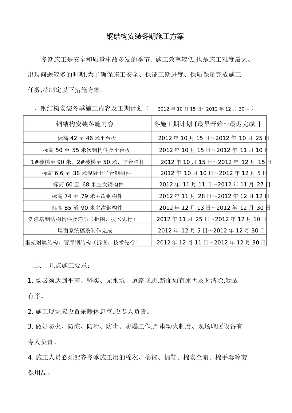 钢结构冬施方案[共20页]_第1页