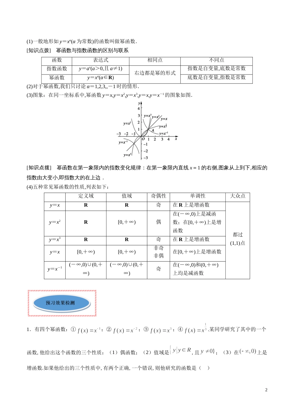 专题12 幂函数（讲）（原卷版）_第2页