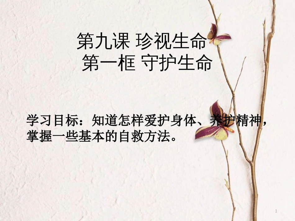 七年级道德与法治上册 第四单元 生命的思考 第九课 珍视生命 第1框 守护生命课件 新人教版[共21页]_第1页