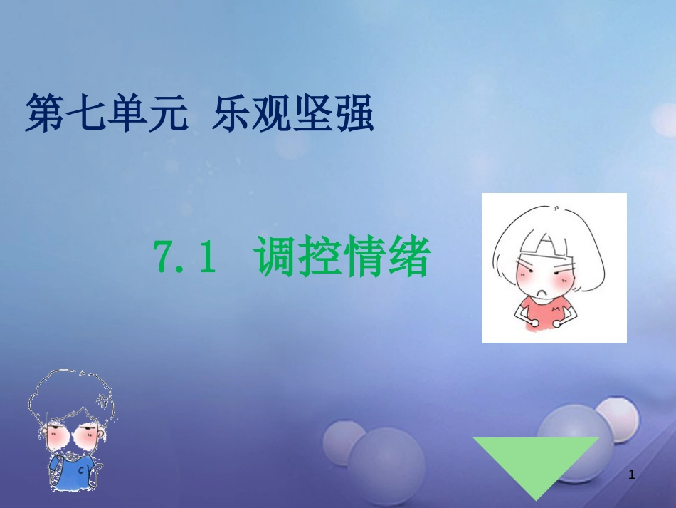 七年级道德与法治下册 第七单元 乐观坚强 7.1 调控情绪课件 粤教版[共22页]_第1页