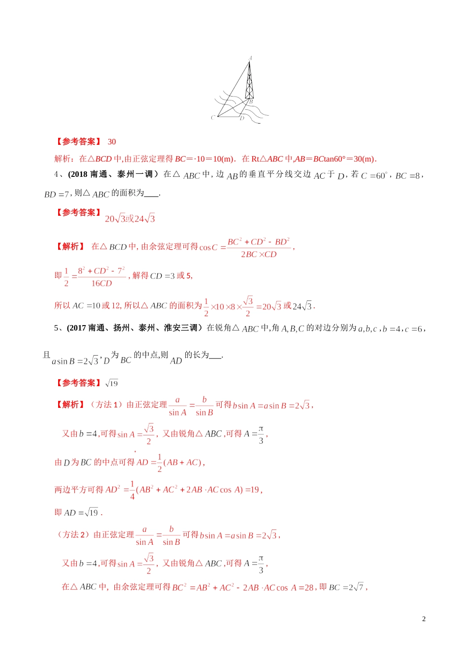 考点11  三角形中的三角问题的探究（解析版）[共13页]_第2页