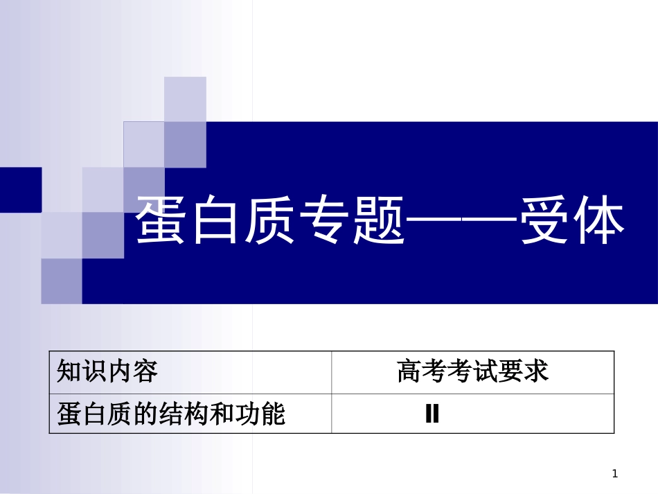 蛋白质专题——受体Ⅱ_第1页