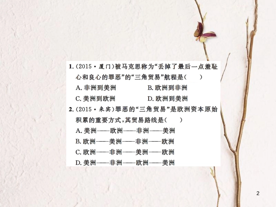 中考历史总复习 模块五 世界近代史 第二单元 殖民扩张与殖民地人民的抗争课时提升课件[共11页]_第2页