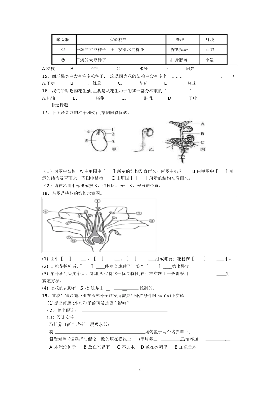 第二章被子植物的一生测试题_第2页
