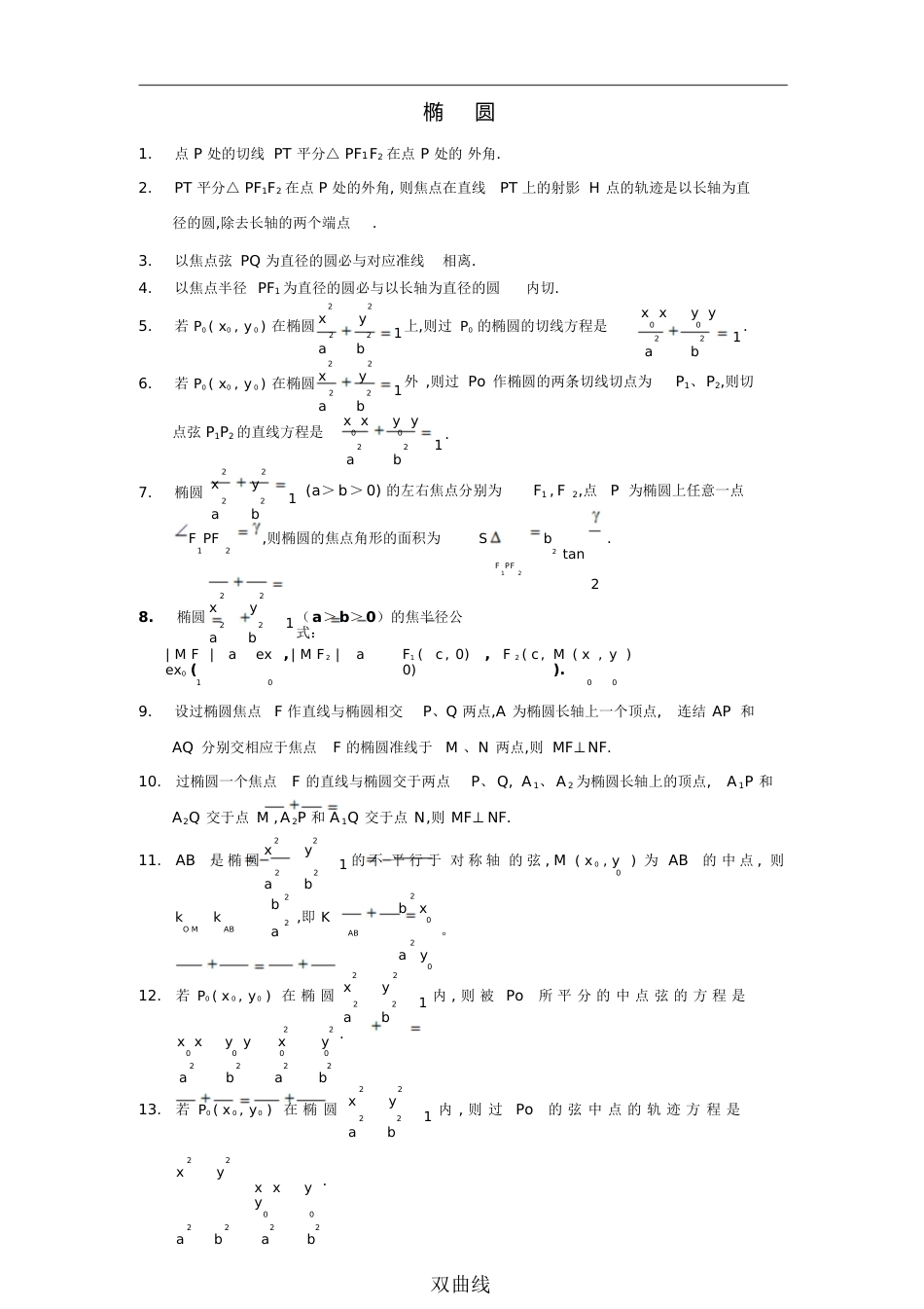 椭圆经典结论[共4页]_第1页