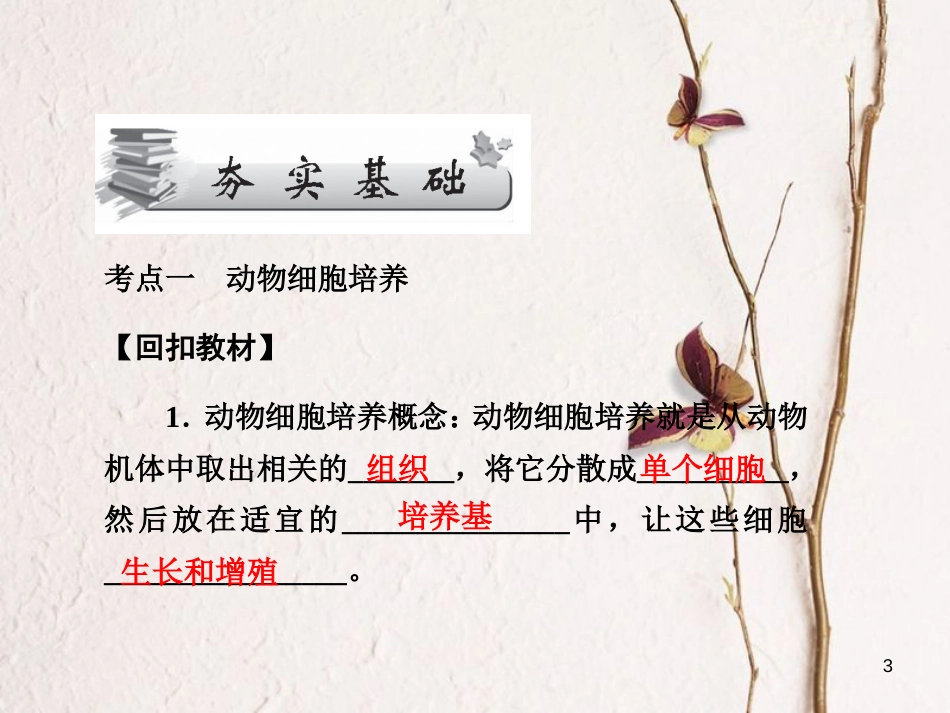 高考高考生物一轮复习 专题二 细胞工程（第五十课时）动物细胞工程课件 新人教版选修3_第3页