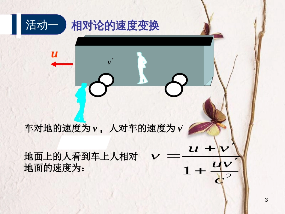 高中物理 第六章 相对论 第4节 相对论的速度变换公式 质能关系课件 教科版选修3-4_第3页