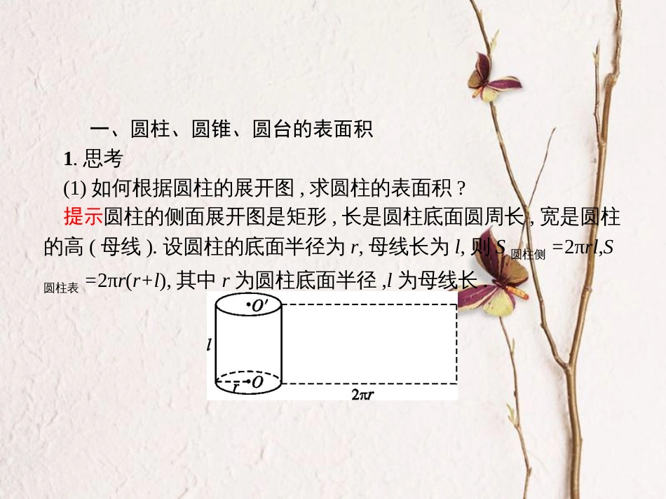 8.3.2 圆柱、圆锥、圆台、球的表面积和体积-新教材2019-2020学年高一数学人教A版必修第二册同步教学课件_第1页