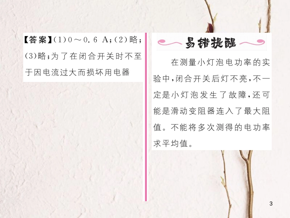 （云南专用）九年级物理全册 16.3 测量电功率作业课件 （新版）沪科版[共19页]_第3页