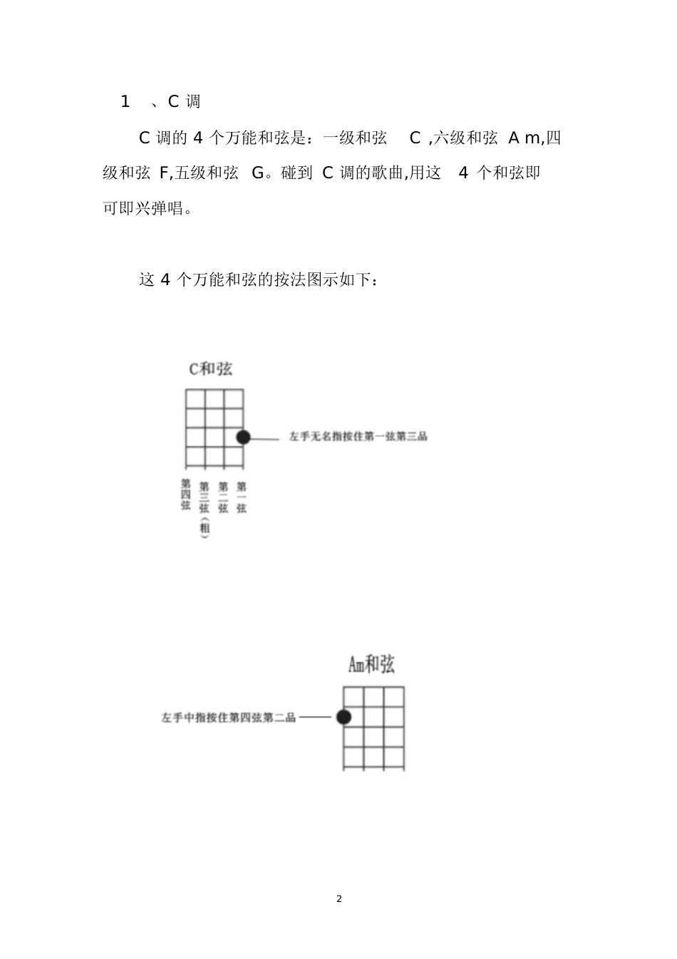 4个万能和弦搞定尤克里里即兴弹唱(入门教程)[共14页]_第2页