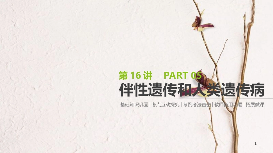 （全国）高考生物一轮复习（基础知识巩固+考点互动探究+考例考法直击+教师备用习题）第5单元 遗传的基本规律和遗传的细胞基础 第16讲 伴性遗传和人类遗传病课件_第1页