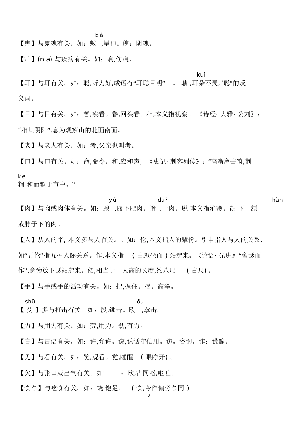 偏旁部首所表示的意义[共12页]_第2页