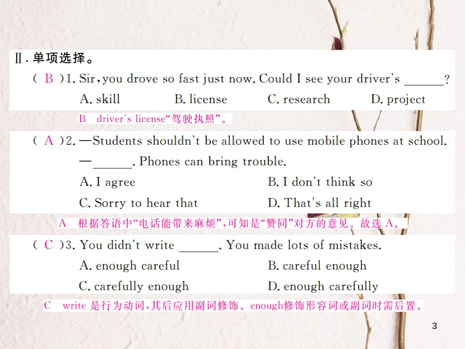 （安徽专版）九年级英语全册 Unit 7 Teenagers should be allowed to choose their own clothes（第1课时）习题课件 （新版）人教新目标版_第3页