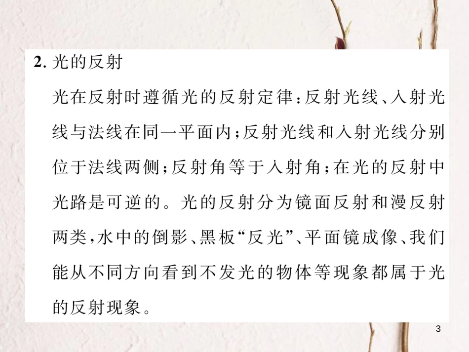 （云南专版）八年级物理全册 专题四 四种光现象的判定作业课件 （新版）沪科版_第3页