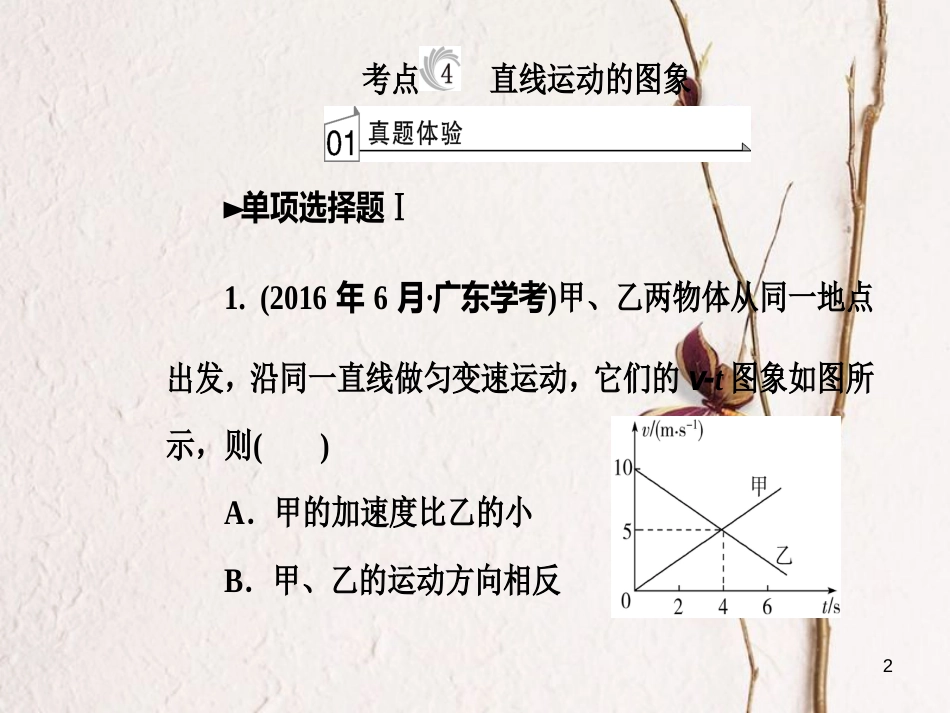 高考物理一轮复习 专题一 直线运动 考点4 直线运动的图象课件[共28页]_第2页