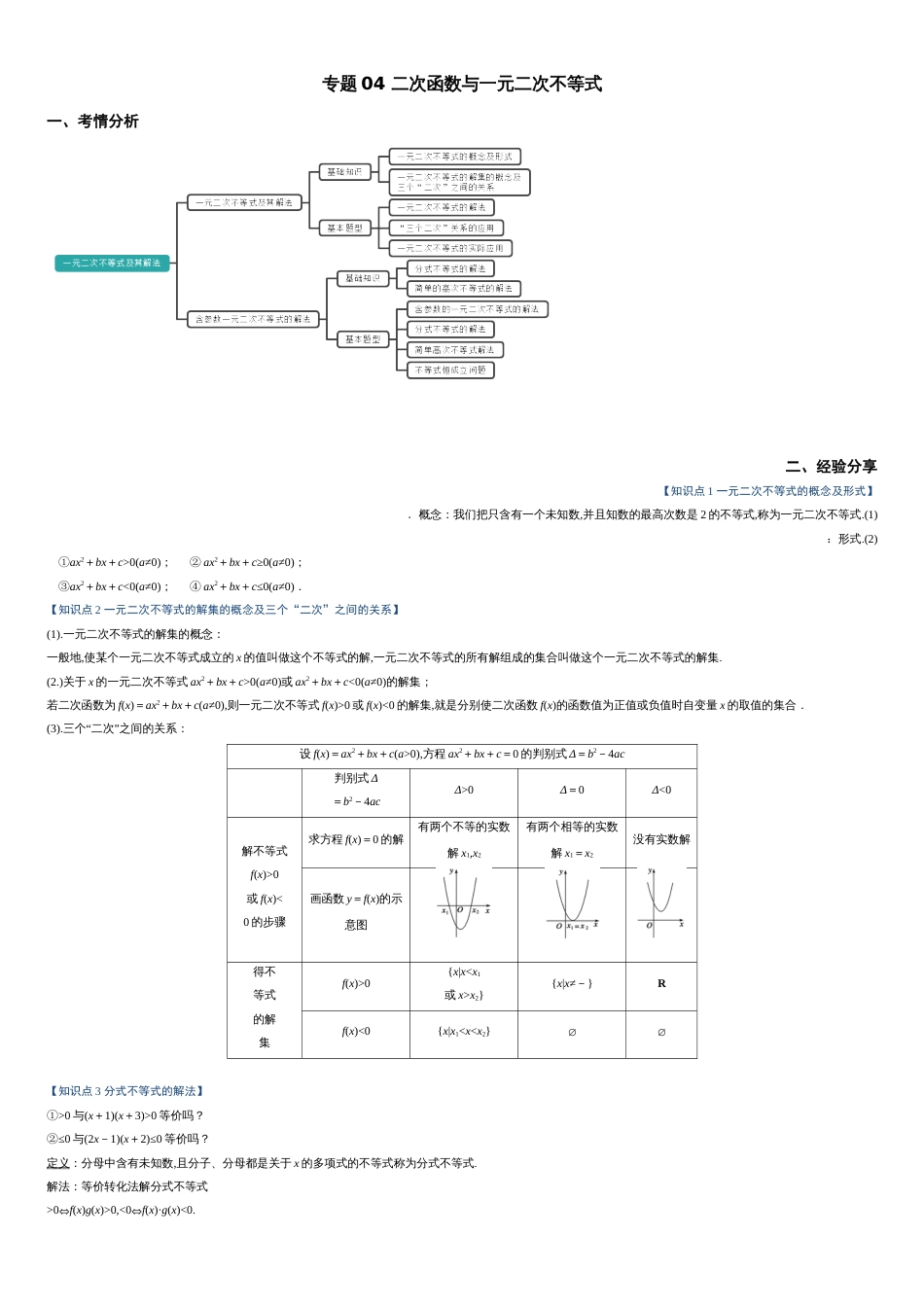 专题04 二次函数与一元二次不等式（重难点突破）-【教育机构专用】2020年秋季高一上精品讲义（新教材人教A版）（解析版）_第1页