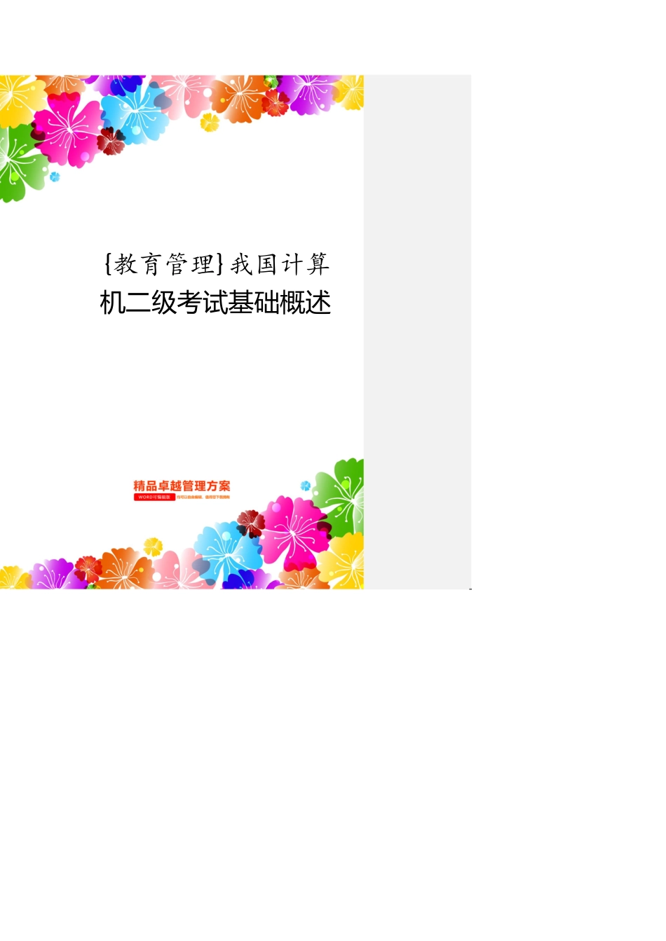 我国计算机二级考试基础概述_第1页