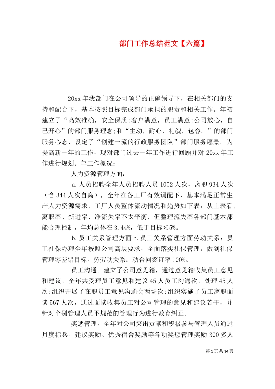 部门工作总结范文【六篇】_第1页