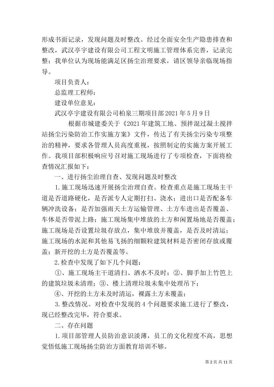 扬尘治理自查报告_第2页