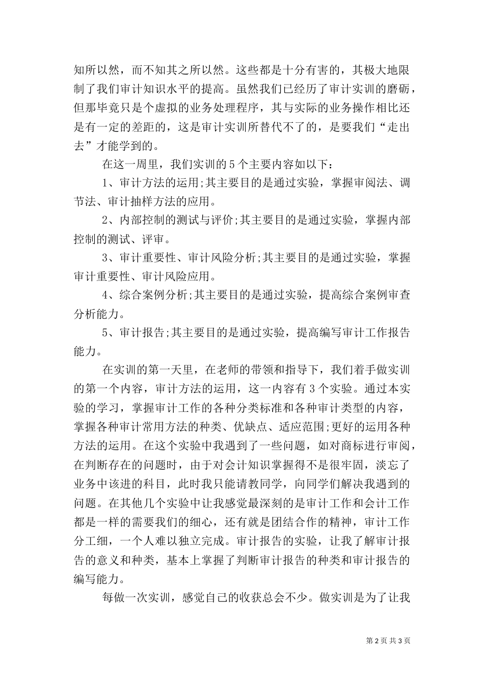 审计实务实训的心得体会_第2页
