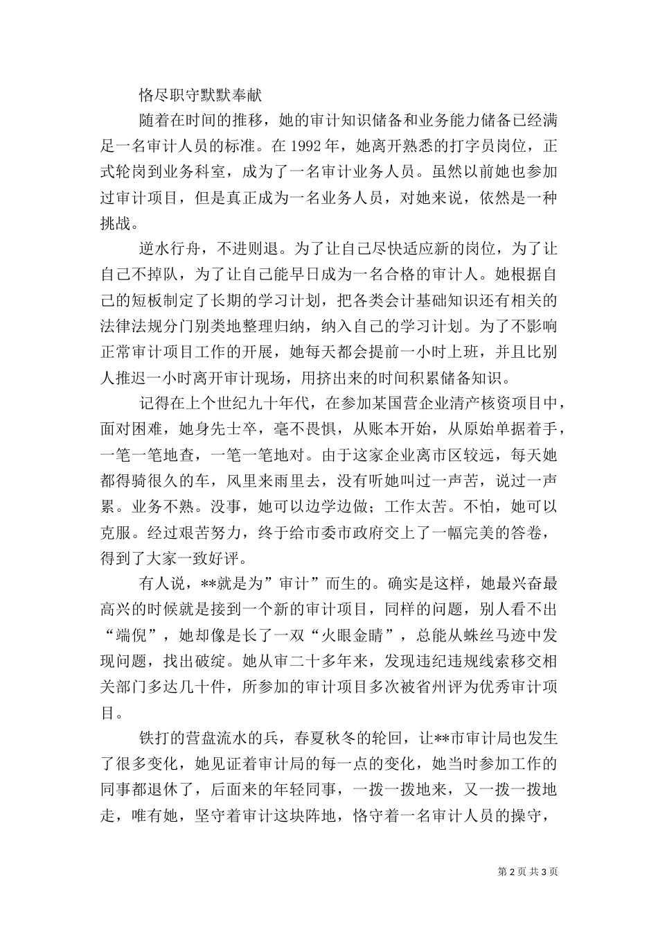 审计局副局长先进事迹材料（四）_第2页