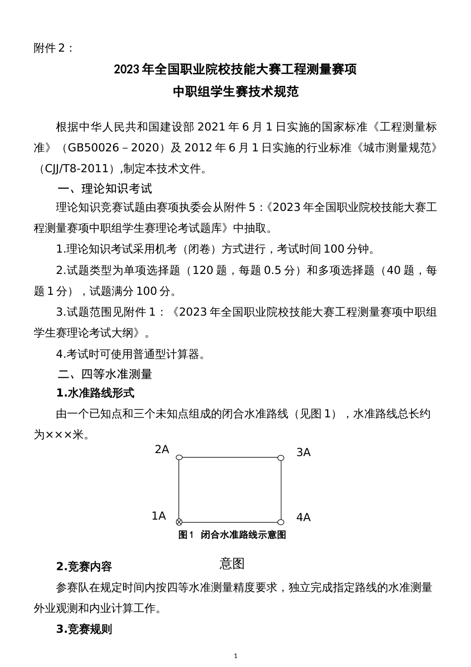 全国职业大赛（中职）附件2：ZZ003工程测量（学生赛）赛项技术规范_第1页