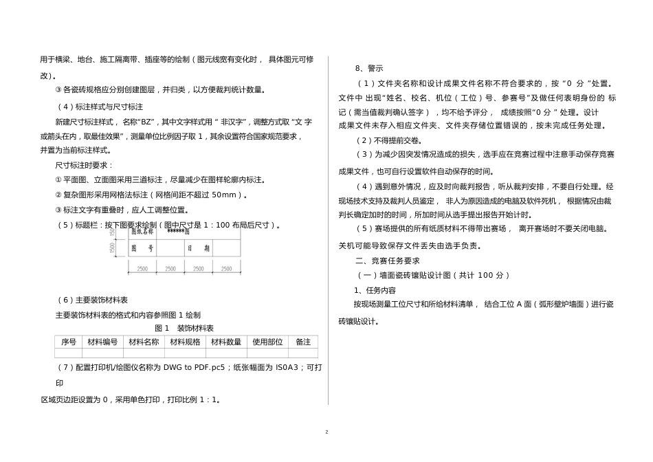 职业院校技能大赛中职组建筑装饰技能赛项设计环节任务书_第2页