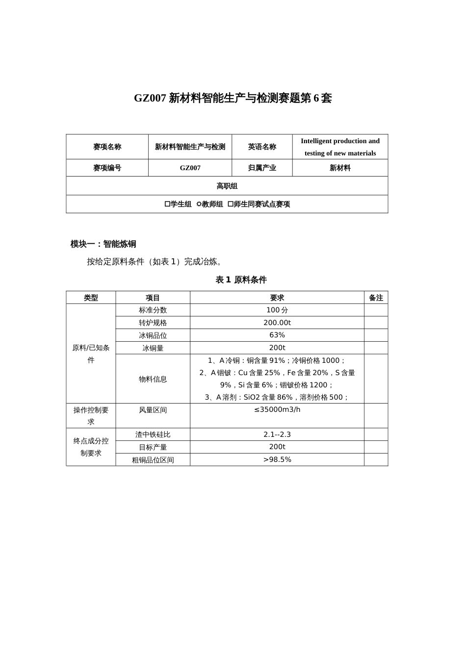 （全国职业技能比赛：高职）GZ007新材料智能生产与检测赛题第6套（教师赛）_第1页