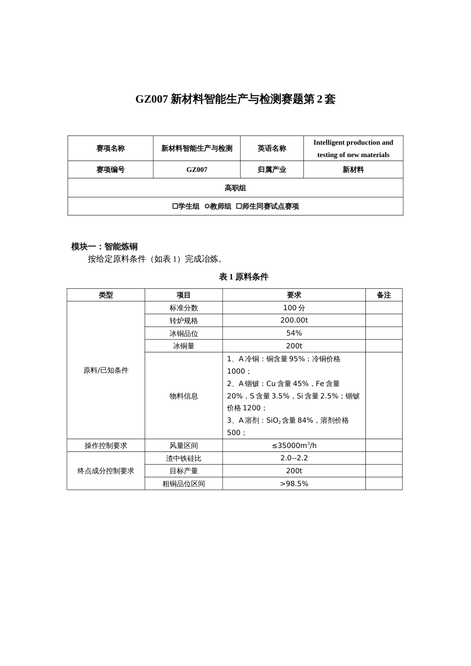 （全国职业技能比赛：高职）GZ007新材料智能生产与检测赛题第2套（教师赛）_第1页